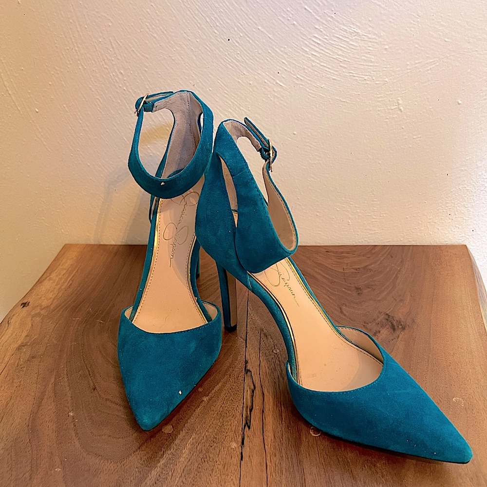 Jessica Simpson Ankle Strap Velvet Heels